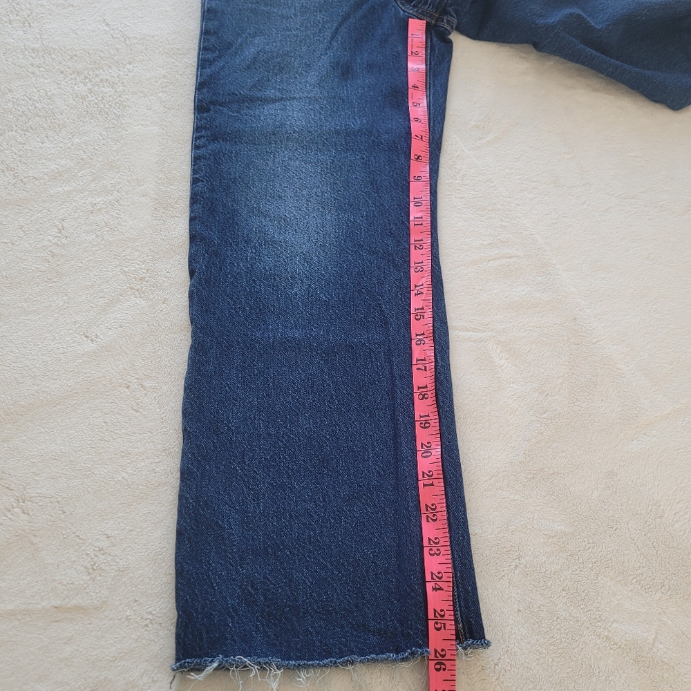 Levis Ribcage Straight Ankle Dark Blue Jeans Denim Size 26 (L27) Frayed Hem - Picture 4 of 9